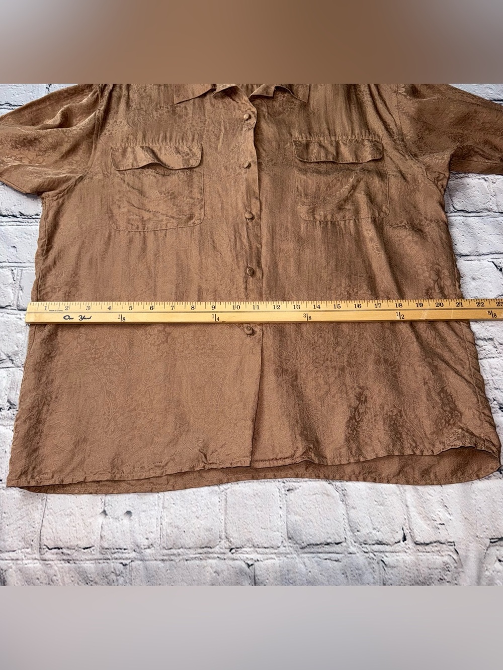 Vintage 80s Anna And Frank Light Brown Silk Blouse Floral Paisley Print Size M - Picture 6 of 8